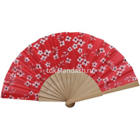 Веер 23см сакура красный, ткань/дерево Y10618-24