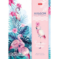Альбом для рисования А4 24л "Розовый фламинго" склейка, жесткая подложка, глянцевая ламинация 062534