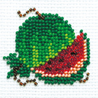 Набор для вышивания "Арбузик" 6х5см (канва, нитки, бисер, игла, схема) 7-106