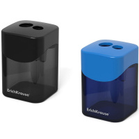 Точилка 2 отв. "Wave Classic" 38х57х38мм с контейнером, пластк, 2 цвета корпуса 21835