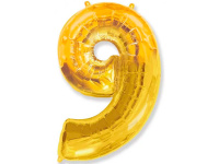 Шар воздушный 91см (36"), Цифра "9" (фольга, золото)