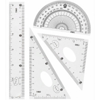 Набор 4 предмета "MiYou" (линейка 15см, 2 треугольника 10см, транспортир) пластик EH657