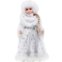 Снегурочка 40см в белой шубе с поясом (звук) Т-5556