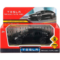 Машина "Tesla Model X Plaid" черная, инерционная, металл 12см (открывающиеся двери) MODELX-12-BK-WOD