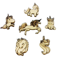 Набор миниатюр "Единорог 1" 4-6,5см 6шт фанера 3мм 030014