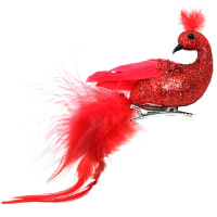 Украшение декоративное "Павлин" 18см красный D-4021