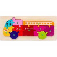 Пазл-сортер "Машинка" 30х13см объемный, дерево, 12 видов 11401-24