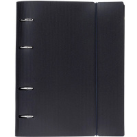 Тетрадь на кольцах А5 120л клетка "Velvet. Черная" пластиковая обложка на резинке 081582