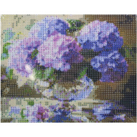 Алмазная мозаика 20х25см "Сиреневые гортензиии" полная выкладка ZH6107