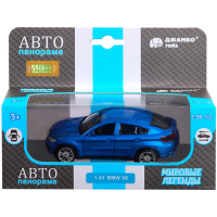 Машина "BMW X6" синяя, инерционная, металл 17,5см (свет, звук, откр.двери) JB1251253
