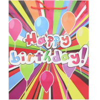 Пакет подарочный "День Рождения" 26х32х12см 4 вида ZH2041