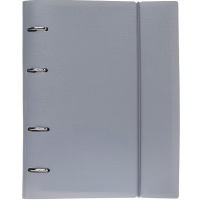 Тетрадь на кольцах А5 120л клетка "Canvas. Серая" пластиковая обложка на резинке 081658