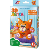 Набор д/творчества "Шаролепики. 3D-лепка. Котик" (основа, пластилин 11шт., стек, фон) 35С 2327-08