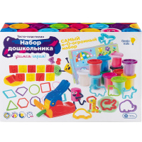 Набор д/лепки из теста 12 цветов 50гр. "Набор дошкольника" (формочки, фигурки, штампы, давилка, шпри