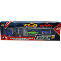 Трейлер "Полиция" пластик 30х5х6см (в комплекте 4 машинки 8см) LT355518