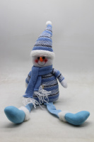 Сувенир "Дед Мороз, Снеговик" 35см текстиль белый/голубой Y9876-24