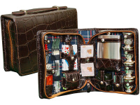 Набор для пикника "Несессер" 24х17х7см в сумке, 15 предметов (кожа, ткань, металл) 040505044