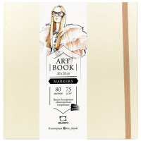 Скетчбук 20х20см 80л 75г/м2 "Fashion" для маркеров, на резинке, твердая обложка, кремовый 401127
