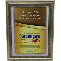Рамка для фото 15х20см пластик, золото 21мм