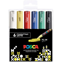 Набор маркеров перманентных "POSCA. PC-1M" 6шт, пулевидный наконечник, толщина линии 0,7мм Набор маркеров перманентных "POSCA. PC-1M" 6шт, пулевидный наконечник, толщина линии 0,7мм