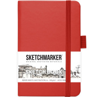 Скетчбук 9х14см 80л 140г/м2 красный, на резинке, твердая обложка "Sketchmarker" 2314201SM