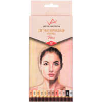 Карандаши 12 цветов "Fine. Скинтонс" круглые дерево, картон VFCPS-12