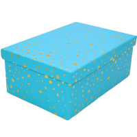 Коробка подарочная бирюзовая с золотом 20х14х8см картон M10-43