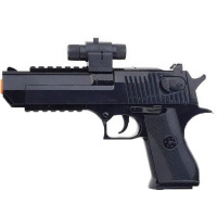 Пистолет 24х14х3,5см с мягкими пулями на присоске 3шт, пластик (свет) 768