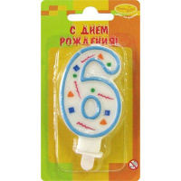 Свеча д/торта "Голубое конфетти" 6, 7см 107559