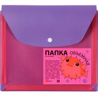 Папка-конверт на кнопке А5 пвх, с расширением 2,5см, фиолетовая/розовая 2915-110/132