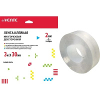 Двусторонняя клейкая лента 30мм х 3м "Repair & Craft" 0,8мм многоразовая, прозрачная, армированная