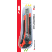 Нож канцелярский 18мм c 2-мя запасными лезвиями, каучуковые вставки 4090403