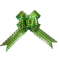 Бант-бабочка 9см 1шт в клетку зеленый Y2345-15, 3*45см, 4секц.