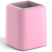 Подставка д/канц.принадлежностей "Forte Pastel" 18,5х9х16,5см пластик, розовая с серой вставкой 5149