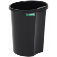 Корзина д/бумаг 12л круглая цельная, пластик, черная КР11