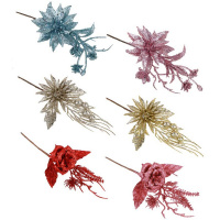 Ветка декоративная Цветы 20-23см 6 цветов 535-098