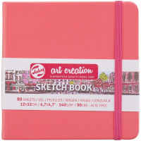 Скетчбук 12х12см 80л 140г/м2 "Art Creation" на резинке, твердая обложка, коралловый 9314314M