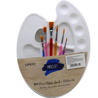 Набор Палитра 28х21,5см с кистями синтетика (плоская 3шт., круглая 3шт.) Y10731-24