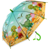 Зонт детский 67см (д.83см) "Динозавры" 3 вида, автомат, со свистком 2039-586