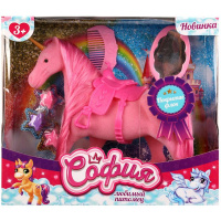 Единорог 29см с седлом, зеркалом и расчёской, пластик KT3211D-UNP-S