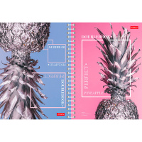 Тетрадь А5 80л клетка "Pineapple" на спирали двойная твердая обложка 054485