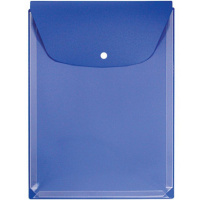 Папка-конверт на кнопке А4 пвх, вертикальная, с расширением 2,5см, синяя 2920-117