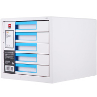 Бокс для документов "Rio" 27,7x34,4x25,9см, 5 выдвижных ящиков, белый/голубой EZ01033