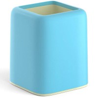 Подставка д/канц.принадлежностей "Forte Pastel" 18,5х9х16,5см пластик, голубая с желтой вставкой