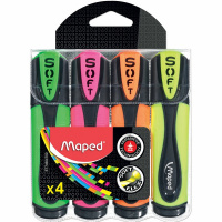 Набор маркеров текстовыделителей "Fluo Peps Soft" 4шт, клиновидный наконечник, толщина линии 1-5