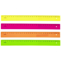 Линейка 30см флюоресцентная, пластик, 4 цвета MNp_30009/033786