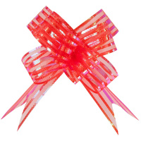 Бант - шар 5см диаметр 13см Полосы матовый красный Y7014-18