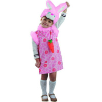 Карн.костюм Зайка Липси р. 28 рост 110см розовый (платье, головной убор) плюш 259-110-56