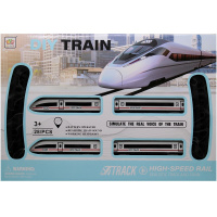 Железная дорога Локомотив + 3 вагона, 53х36х5,5см, пластик, 28 деталей (свет, звук) LT395330