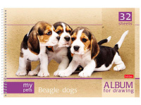 Альбом для рисования А4 32л "Зверье мое" на спирали, микроперфорация, 5 дизайнов 32А4Bсп/004107